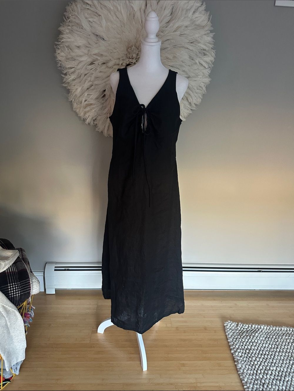 NWT Banana Republic Black Tie-Front Maxi Dress